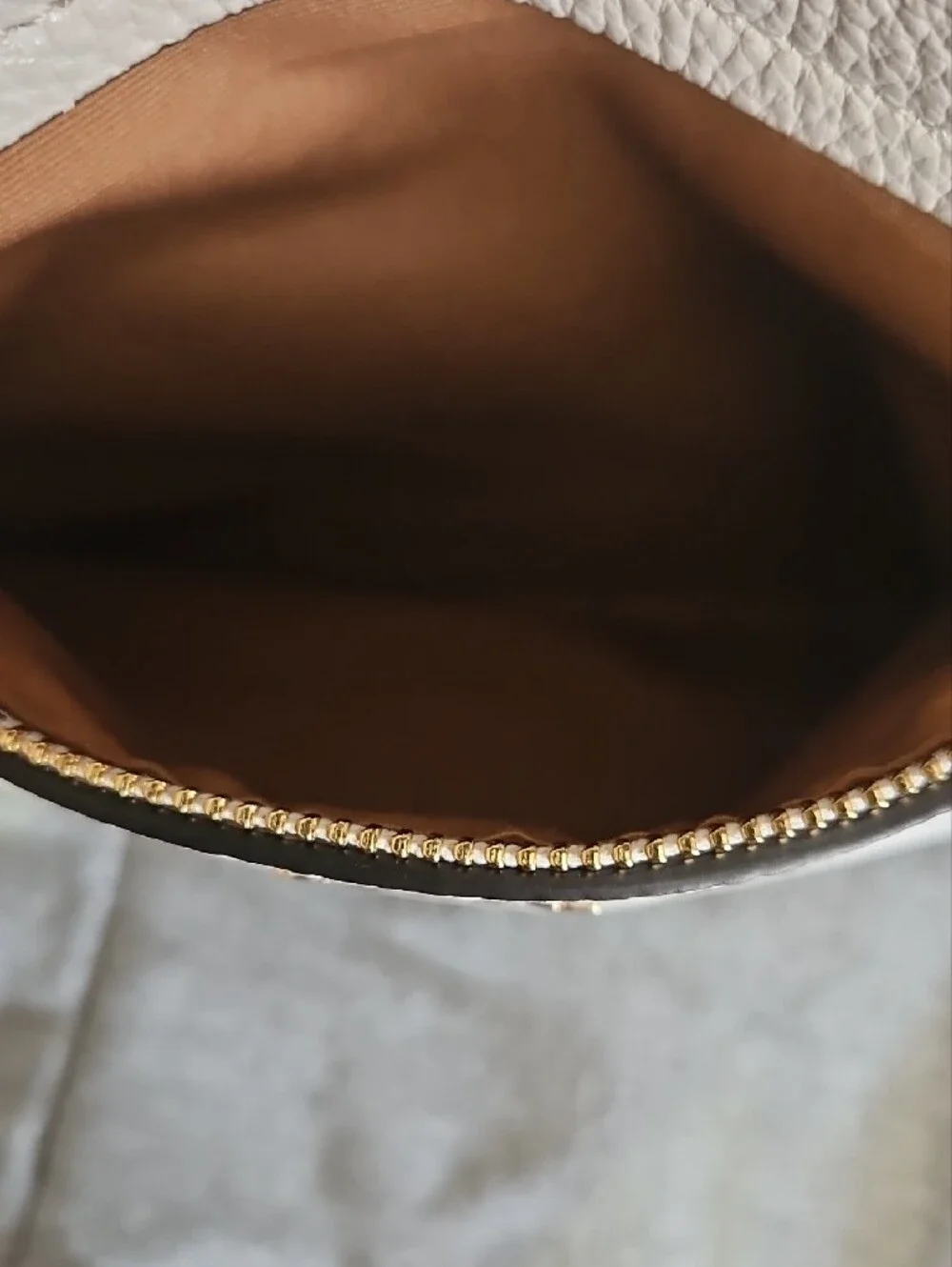 Coach Prairie Satchel Tote In Cream Pebbled Leather with Gold Hardware EUC